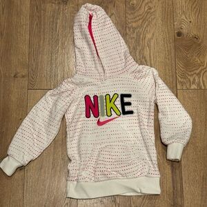 Nike Kids White and Pink Dotted Hoodie